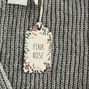 FINAL SALE💕Pink Rose Gray Ribbed Chenille Sweater